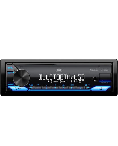 JVC KD-SX27BT Kar Stereo met Bluetooth, 100W Digitale Media-ontvanger, 1.5A USB om Toestelle te Laai, Enkel DIN Hoofeenheid, AM/FM, Aux-in, JVC Afstandbeheer Toep