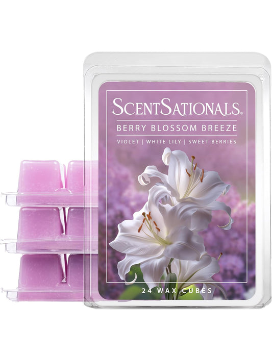 Scentsationals Wax Melts, Wax Cubes Strong Scent - Berry Blossom Breeze - Long Lasting Scented Wax Melts for Warmer - 10oz (Pack of 4)