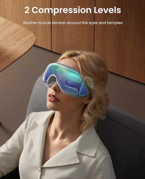 New Eyeris 1 Eye Massager w/ Remote Sleep Mask with Heat Compression, Headache Massager for Strain Migraine Relief Stye Eye