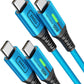 INIU USB-C Cable, [6.6ft, Blue] 2-Pack USBC Cable for iPhone 16 15 Pro Max/Plus, Samsung Galaxy S22 Ultra Note 10, Pixel 7a, MacBook, iPad, and More