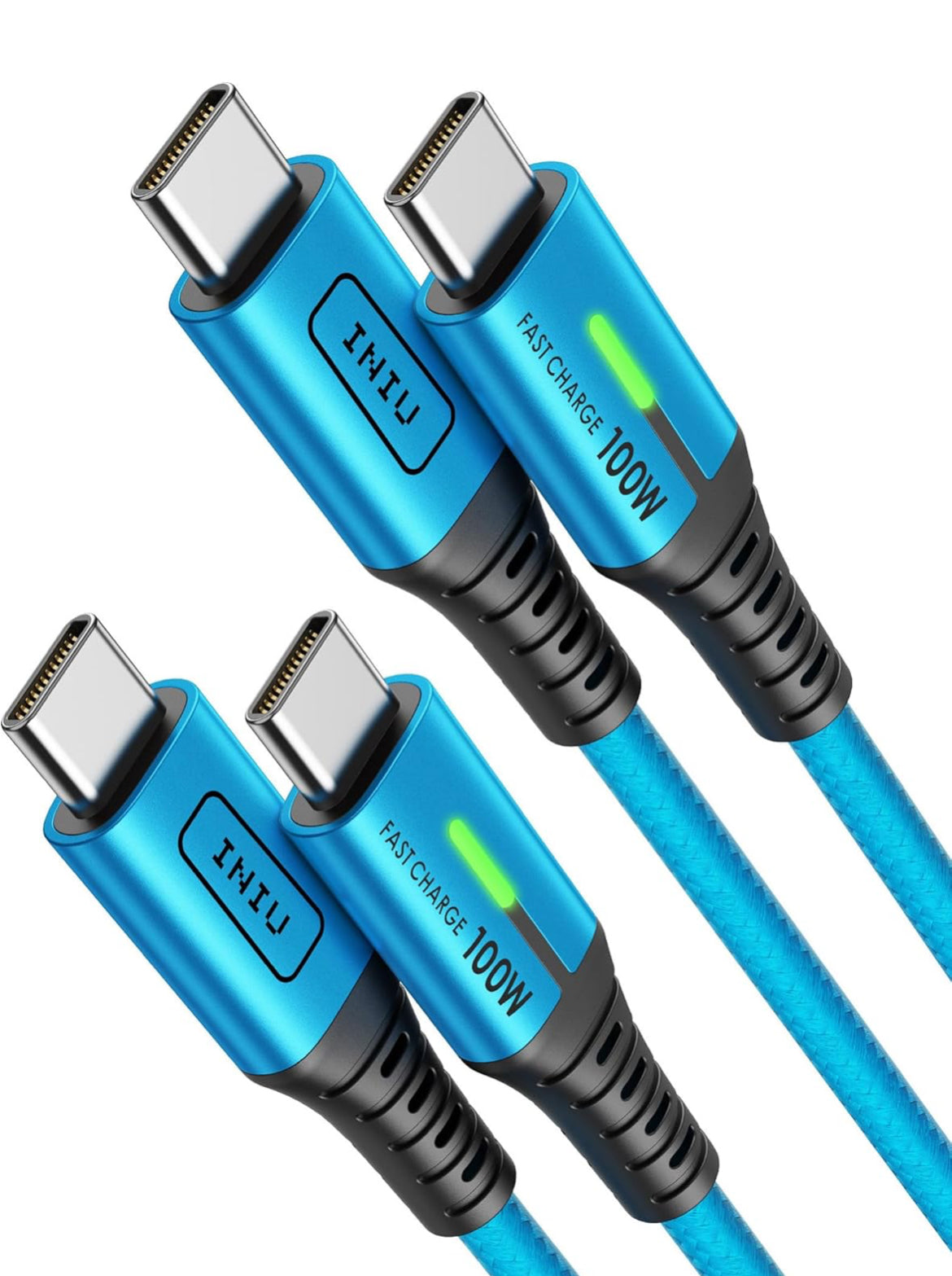 INIU USB-C Cable, [6.6ft, Blue] 2-Pack USBC Cable for iPhone 16 15 Pro Max/Plus, Samsung Galaxy S22 Ultra Note 10, Pixel 7a, MacBook, iPad, and More