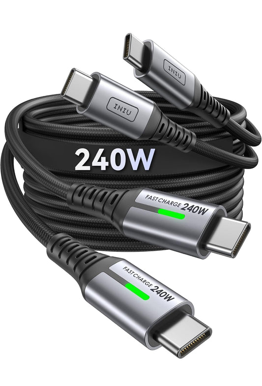 INIU USB C-kabel 0,9 m, 2-pak 240W Vinnige Laaikabel Tipe C, Gevlegte USBC na USB-C Laaierkabel vir iPhone 16 Pro Max 15 Plus Samsung Galaxy S24 Ultra S23 S22 MacBook iPad Steam Deck ens.