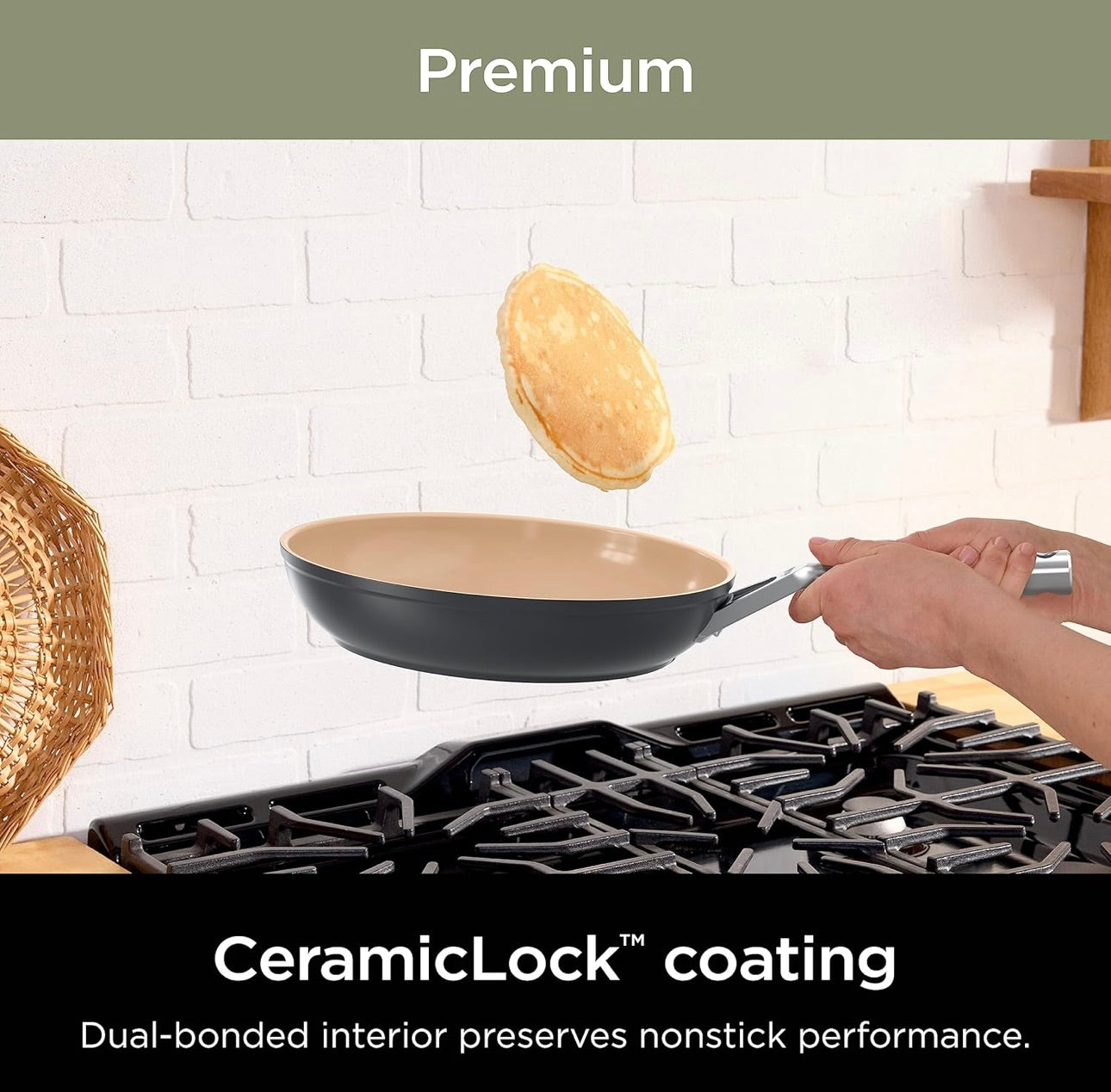 Ninja Potte en Panne Stel Kleefvry | Verlengde Lewe Premium Keramiek Kookware Stel | 9-Stuk Kleefvry | PTFE-vry | Oondveilig tot 287°C | Induksie-versoenbaar | Braaipan x3 | Kookpot x3 | CW99009