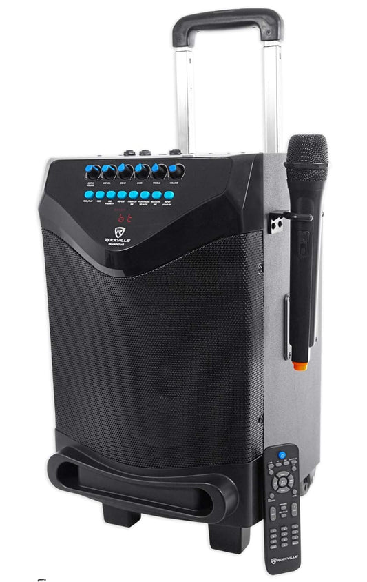 Rockville 8 INCHES Portable Rechargeable PA Speaker w Bluetooth + Wireless Mic - NEW