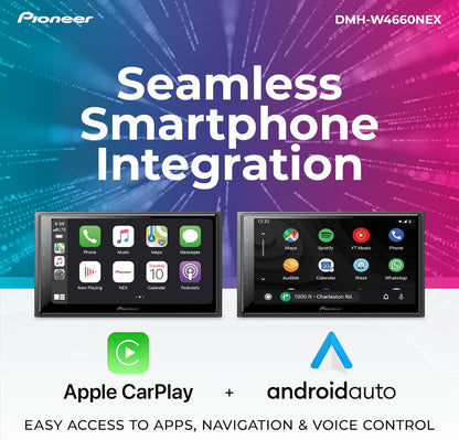Pioneer 6.8" Capacitive Touchscreen Double Din Car StereoDigital Multimedia Receiver, Wireless CarPlay & Android Auto, Amazon Alexa, Bluetooth, HD Radio, Backup Cam, Hi-Volt RCA