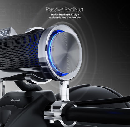 Bluetooth Motorcycle Speakers Waterproof 8-Speaker Radio 600W Aluminum Sound Bar, 4.25" External Speakers, LED light, FM Radio/USB/AUX, Remote Control, Perfect for Harley ATV