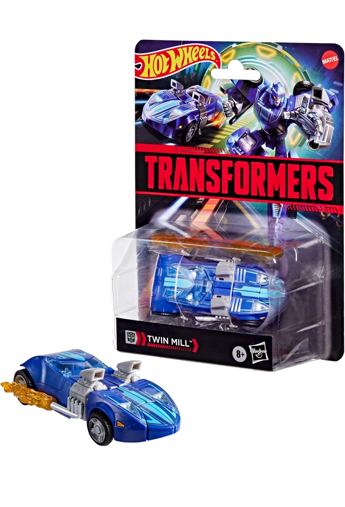 TRANSFORMERS Collaborative Hot Wheels x Twin Mill, Deluxe Class 5-Inch Robot Action Figure Converts to Racecar, Car Toys for Ages 8+