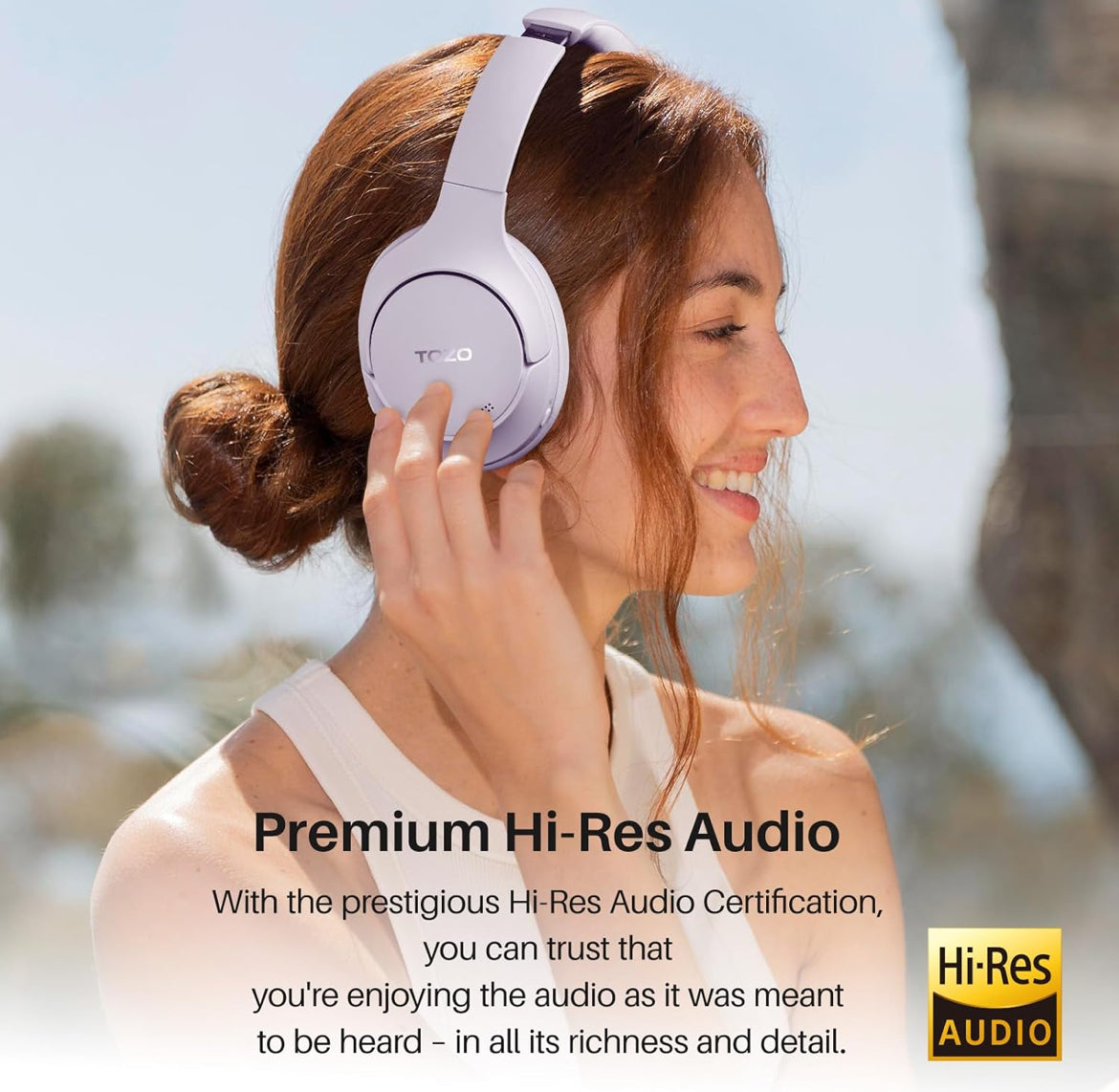 Hybrid Active Noise Cancelling Headphones, Wireless Over Ear Bluetooth, 40H Playtime, Hi-Res Audio Custom EQ, Comfort Fit Ear Cups (Purple)