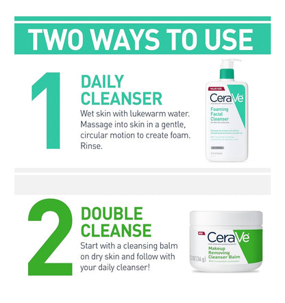 CeraVe Skuimende Gesigsreiniger, Daaglikse Gesigswas vir Olierige Vel, Hialuronzuur + Smeremiddels + Niasinamied, Geurvry en Parabenvry (19 oz)