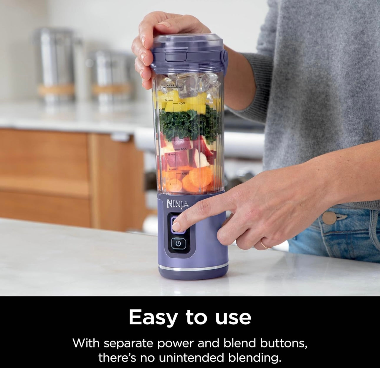 Ninja Blast Portable Blender, Cordless, 18oz. Vessel, Personal Blender BPA Free, Leakproof Lid & Sip Spout, USB-C Rechargeable, Dishwasher Safe Parts - Galaxy Purple - BC151GP