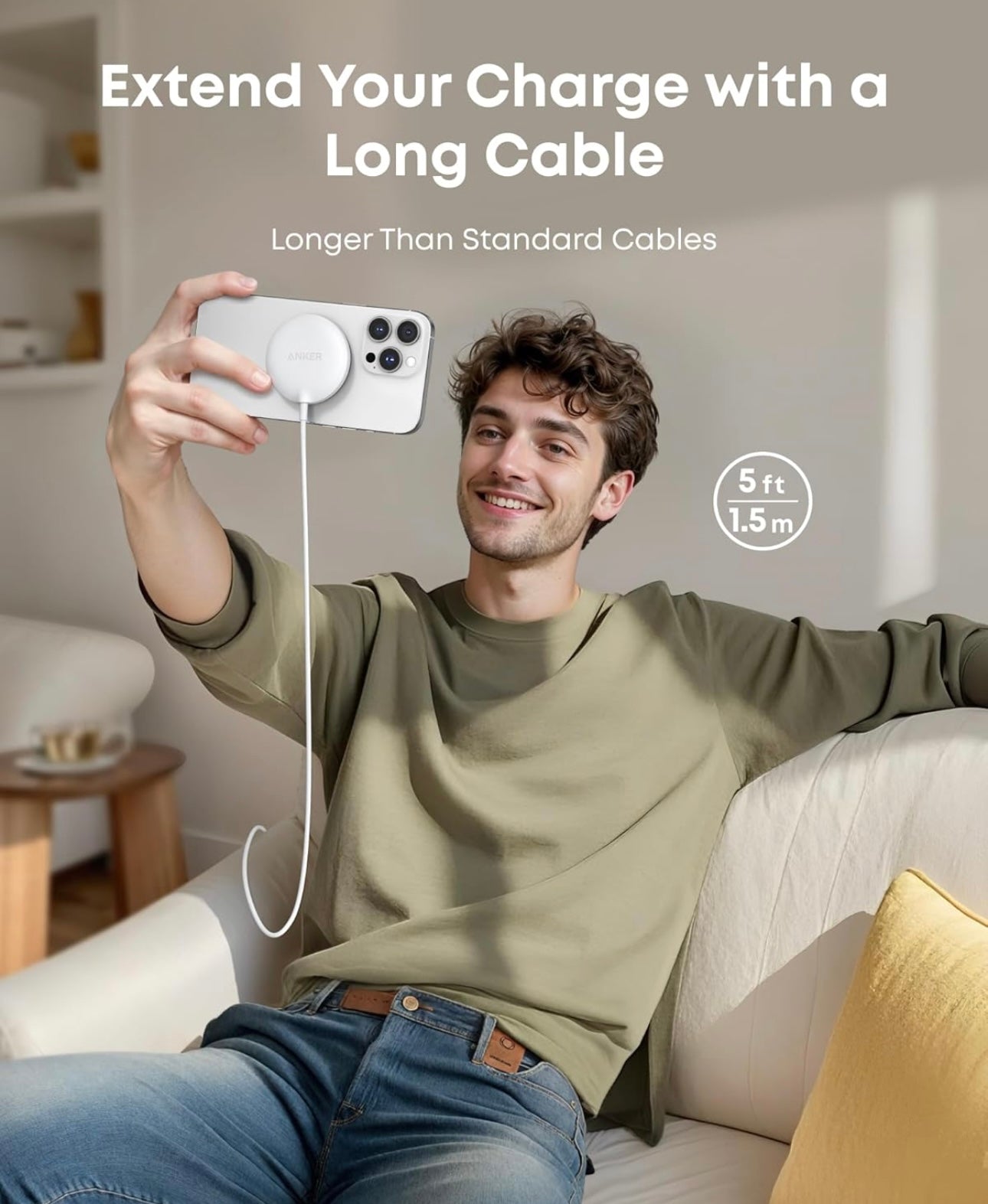 Anker Zolo Magnetic Wireless Charger Qi2 Certified 15W MagSafe Wireless Charging Pad- (White, 1 Pack)