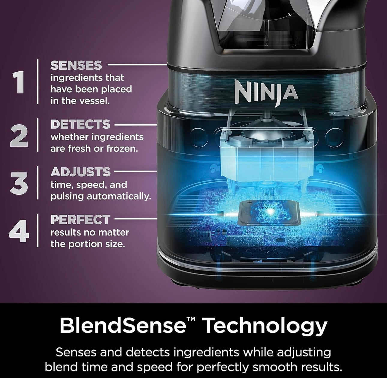 Ninja All-in-One Blender & Food Processor BlendSense Intelligence for Perfectly Smooth Results 1800 Watt - Black TB401