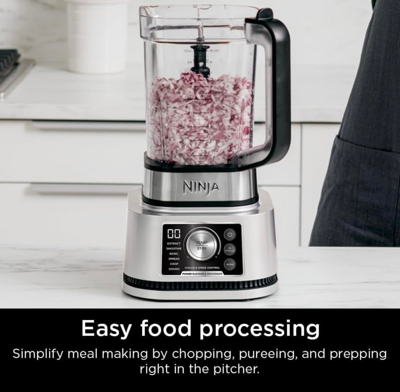 Ninja Blender For Kitchen Food Processor Combo System  Smoothie Maker & Nutrient Extractor 6 Functions 72-oz. Pitcher & To-Go Cups - Silver SS351