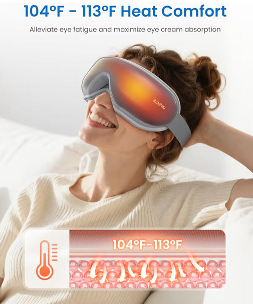 Eyeris1 Eye Massager w/ Heat for Migraine, Smart Sleep Mask for Dry Eyes Relax, Reduce Strain - Grey