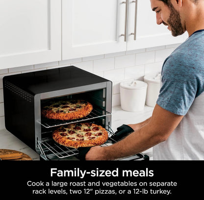 Ninja DT202BK Foodi 8-in-1 XL Pro Lugbraai-oond, Groot Konveksie- en Digitale Broodrooster-oond vir Werksoppervlak – 1800 Watt (Swart)
