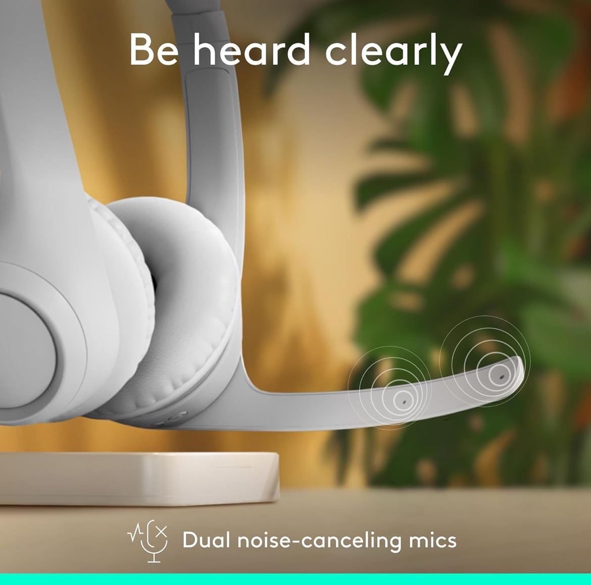 Logitech Zone 300 Draadlose Bluetooth Headset met Geraasonderdrukkende Mikrofoon, Versoenbaar met Windows, Mac, Chrome, Linux, iOS, iPadOS, Android – Off-White