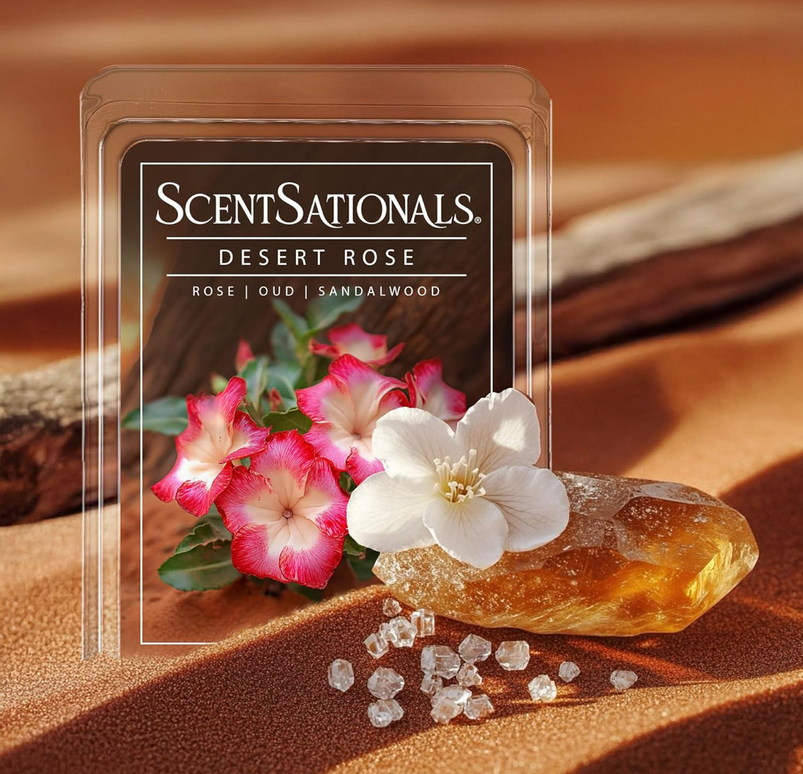 Scentsationals Wax Melts, Wax Cubes Strong Scent – Getaway Collection Desert Rose – Long Lasting Scented Melts for Warmer - 10oz (Pack of 4)