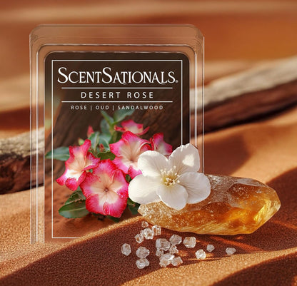 Scentsationals Wax Melts, Wax Cubes Strong Scent – Getaway Collection Desert Rose – Long Lasting Scented Melts for Warmer - 10oz (Pack of 4)