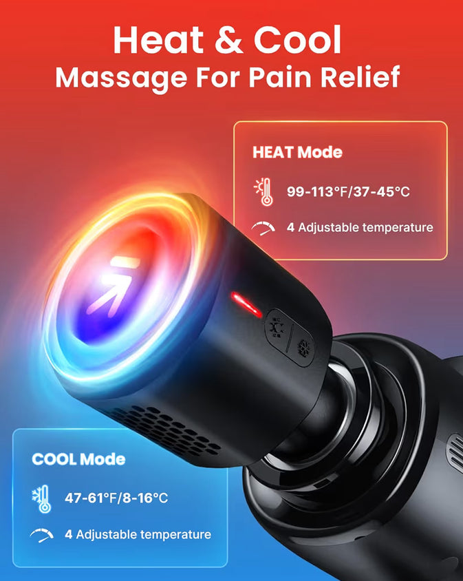 Massage Gun Deep Tissue with Charging Stand, Back Massager Heat and Cold Head, Percussion Body Muscle - Active Thermacool Deluxe