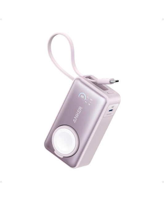 Anker MagGo Power Bank for Apple Watch, Officially Certified, 10,000 mAh Compact Battery - Pink