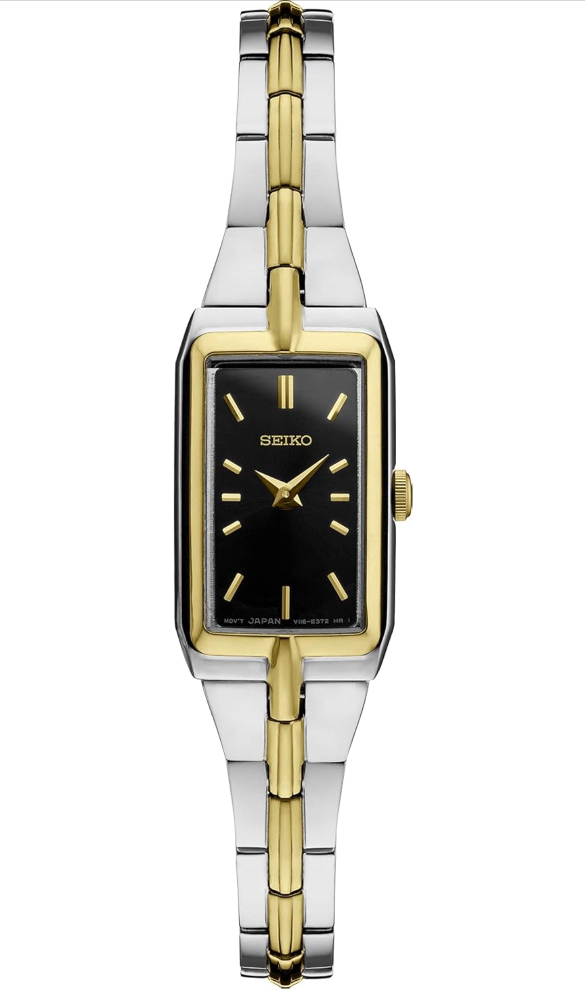 SEIKO Juweel-geïnspireerde Vlekvrye Staal Horlosies met Opvoubare Armband en Krapbestande Hardlex Kristal, 30m Waterbestand - Swart