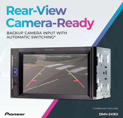 Pioneer DMH-241EX 6.2" Resistive Touchscreen Double Din Car Stereo
Digital Multimedia Receiver, Bluetooth, Backup Camera, AM/FM Radio, FLAC, USB, Short Chassis, 13-Band EQ, 50W x 4 Output