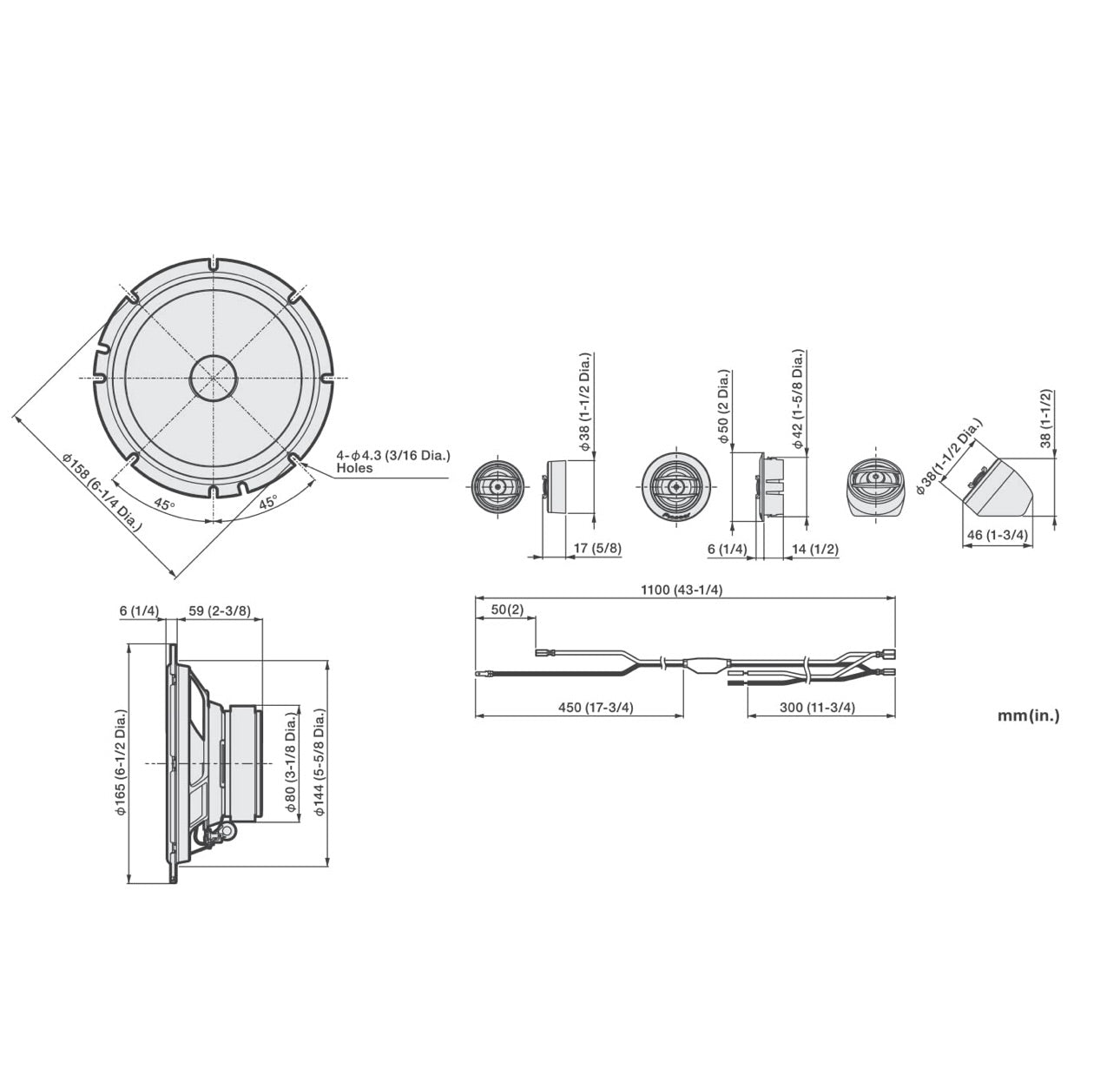 PIONEER TS-A652C, 2-rigting motorluidsprekers, volle omvang, helder klankgehalte, maklike installasie en verbeterde bassreaksie, 6.5” luidsprekers
