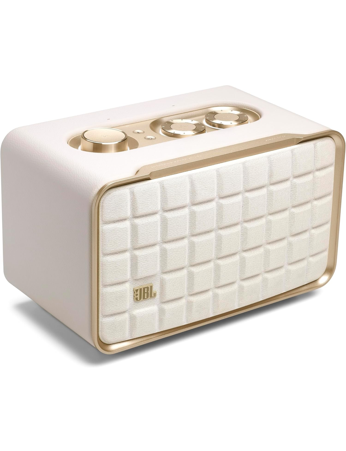 JBL Retro Style Authentics 200 Smart Home Speaker with Built in Wi-Fi, Bluetooth and Voice Assistants - (White/Gold)