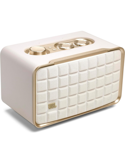 JBL Retro Style Authentics 200 Smart Home Speaker with Built in Wi-Fi, Bluetooth and Voice Assistants - (White/Gold)