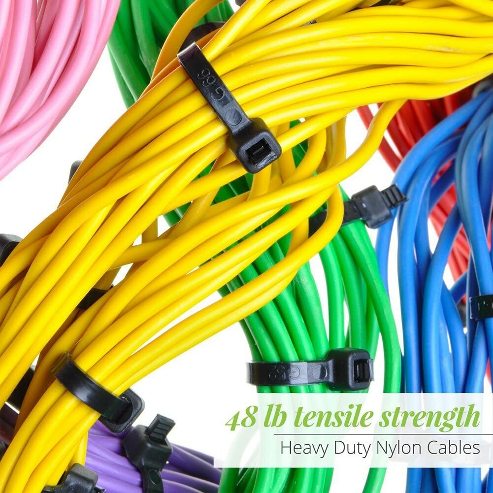500 Packs Self-Locking  Cable Zip Ties,4+6+8+10+12-" Width 0.16inch Nylon Cable