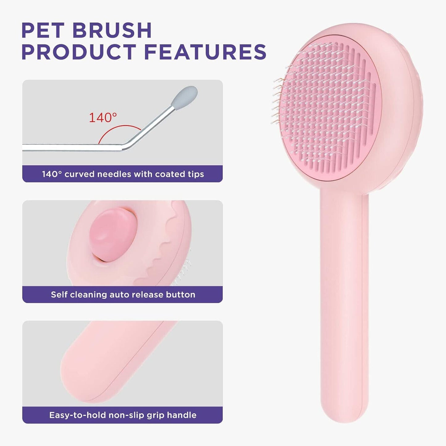 Pet Grooming Brush for Cats, Self Cleaning Cats Hair Brush with Release Button
