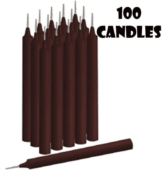 100 PCS Bulk BROWN Candles 4" X 1/2 inch Diameter 1.5 Hour Burn Time UNSCENTED