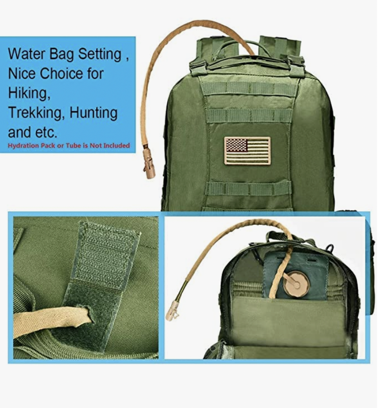 Tactical Military Army Rucksack 60L Assault Detachable Molle Backpack GRNPATCH