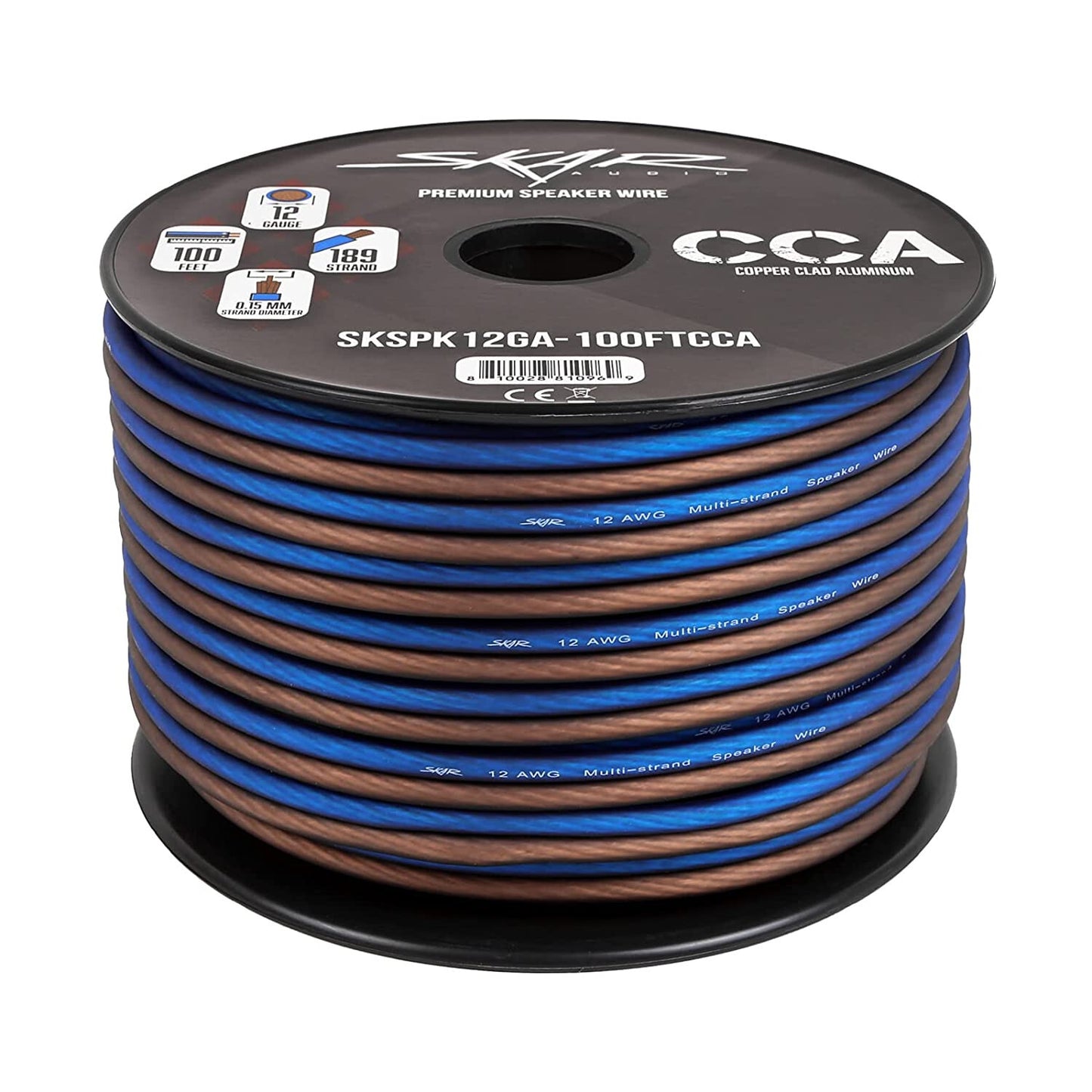 NEW Skar Audio 12 Gauge AWG Audio Speaker Wire - 100 Feet (Blue/Brown)