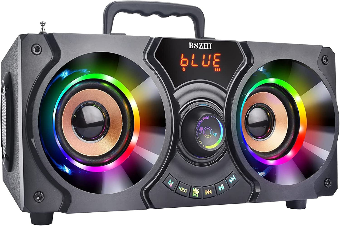 Portable Bluetooth Speakers with Double Subwoofer, 60W Loud Stereo EQ FM Remote
