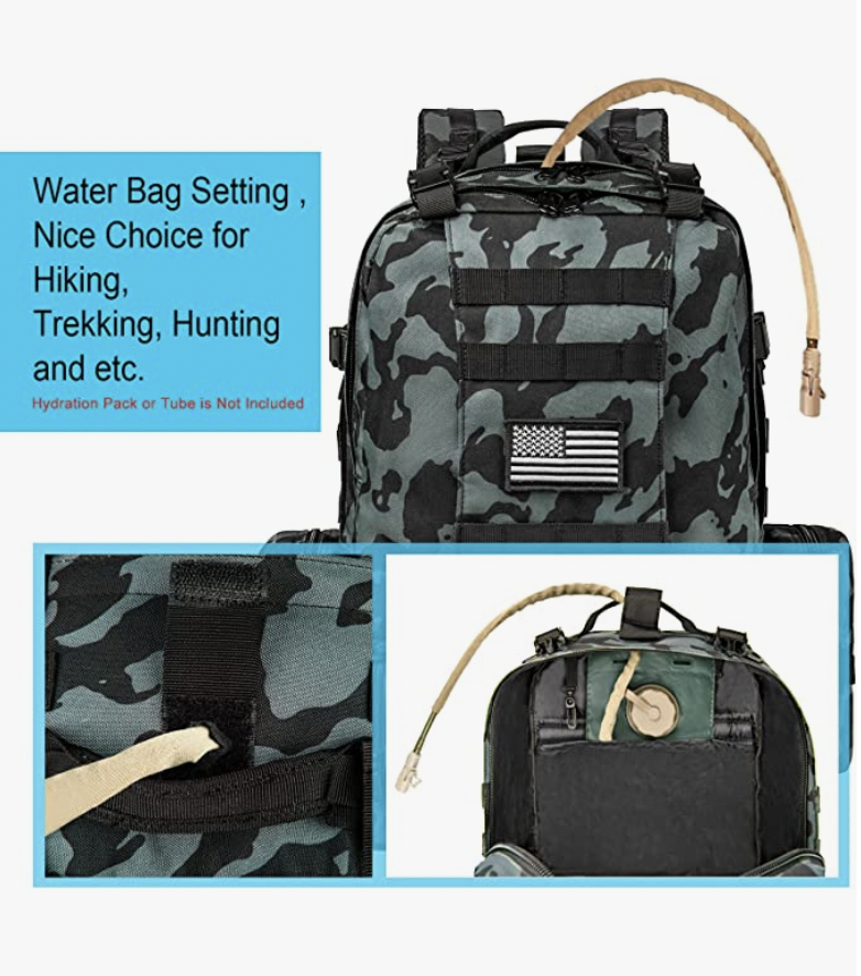 Tactical Military Army Rucksack 60L Assault Detachable Molle Backpack BLKBLUPATC