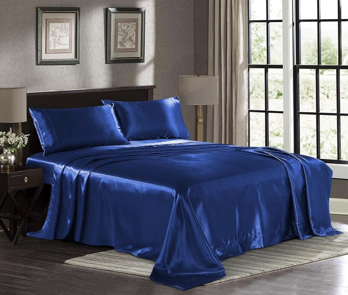 Satin Lakens Hotel Luukse Syagtige Bed Ekstra Sag 1800 Mikrovesel - KONINGGROOTTE