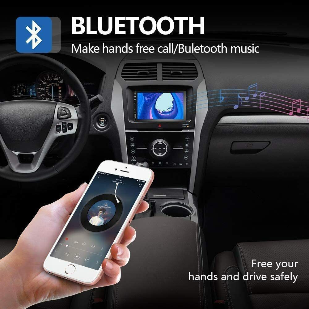Double Din Car Stereo 7'' 1080P HD TouchScreen DPlay Universal Multimedia Player