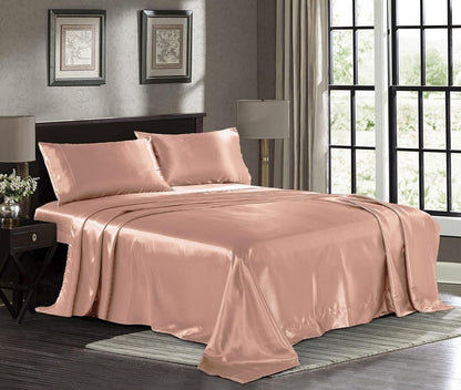 Luukse Syagtige Bed Satyn Hoeslakens Sagte 1800 Mikrovesel-CALIFORNIA KING