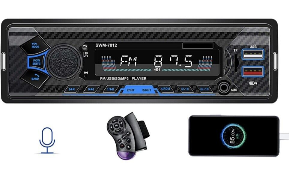 Single Din Car Stereo #7812 Bluetooth Radio,SWC/Subwoorf/BT USB | BRAND NEW