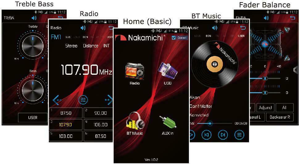 Nakamichi NQ811B Bluetooth CD USB AUX APPs Control AM/FM Car Stereo Receiver