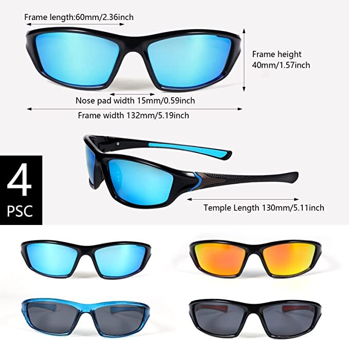 4 Pairs Unisex Polarized Sunglasses UV Protection Sports Driving Glasses Sports