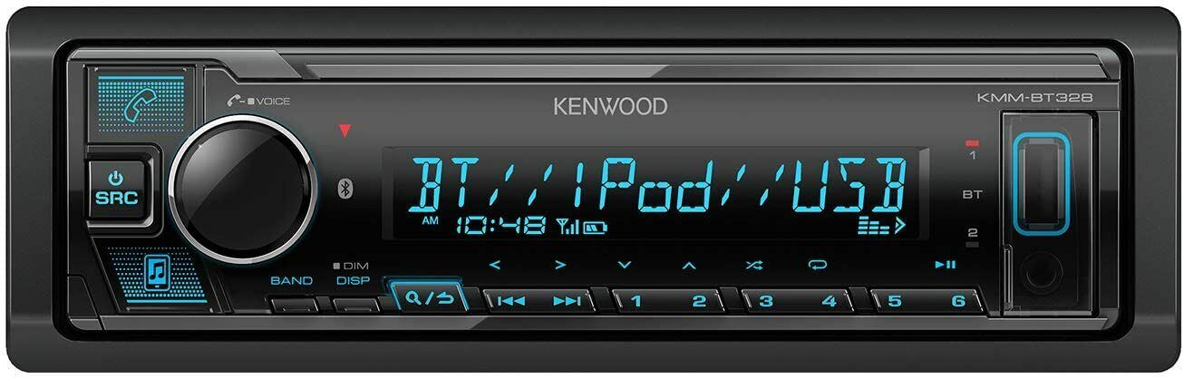 Kenwood K MMBT328 In-Dash Single DIN AUX USB Bluetooth Digital Media Receiver
