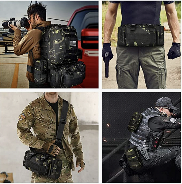 Tactical Military Army Rucksack 60L Assault Detachable Molle Backpack BLK03PATCH