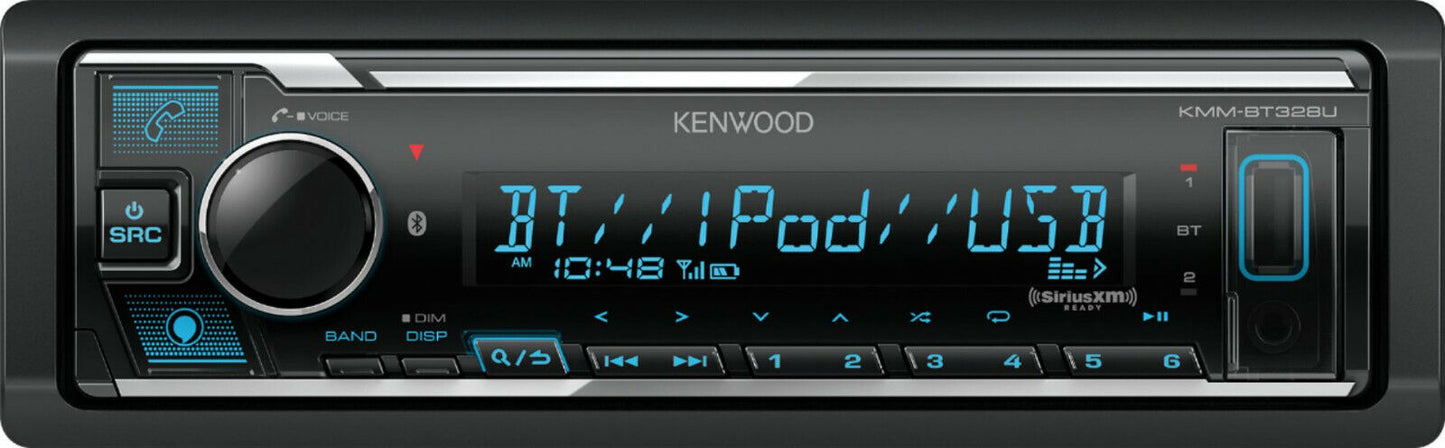 Kenwood K MMBT328 In-Dash Single DIN AUX USB Bluetooth Digital Media Receiver