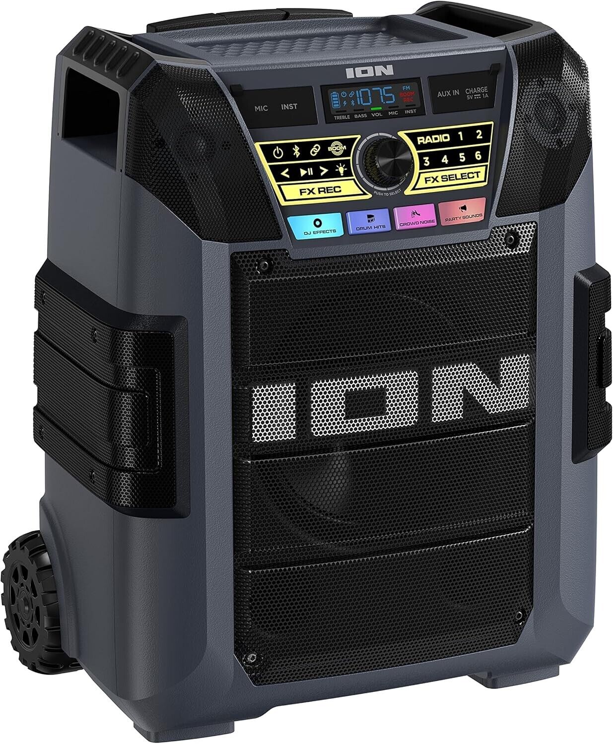 ION Block Rocker XL - Portable Bluetooth Outdoor Party Karaoke Speaker 220 Watts