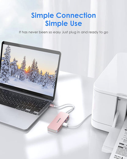 USB C-spil met 3 USB 3.0- & SD/Mikro-SD-kaartleser vir Mac Air/iPad Pro/Surface