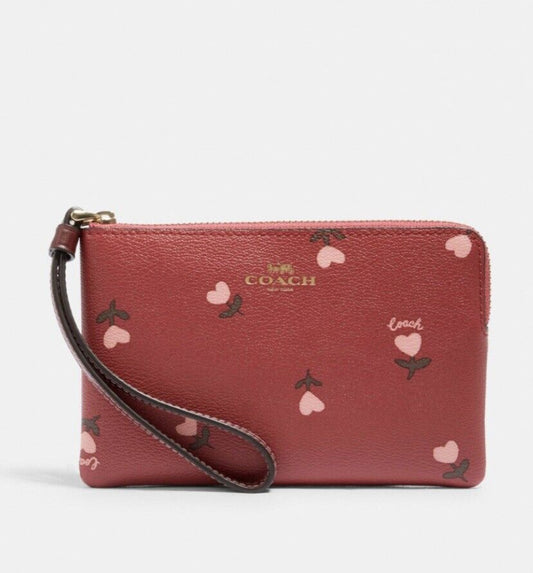 COACH CORNER ZIP WRISTLET WOMEN DESIGNER WALLET FLORAL PRINT DESIGN  WITH TAG