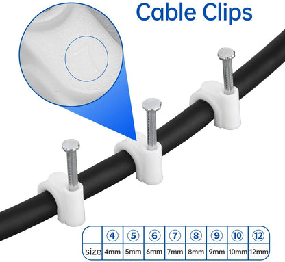 Ronde Wit Kabelknipsels met Staalspykers 6mm/ 0.236duim/ 100 Stuks Vir CAT6, CAT7.
