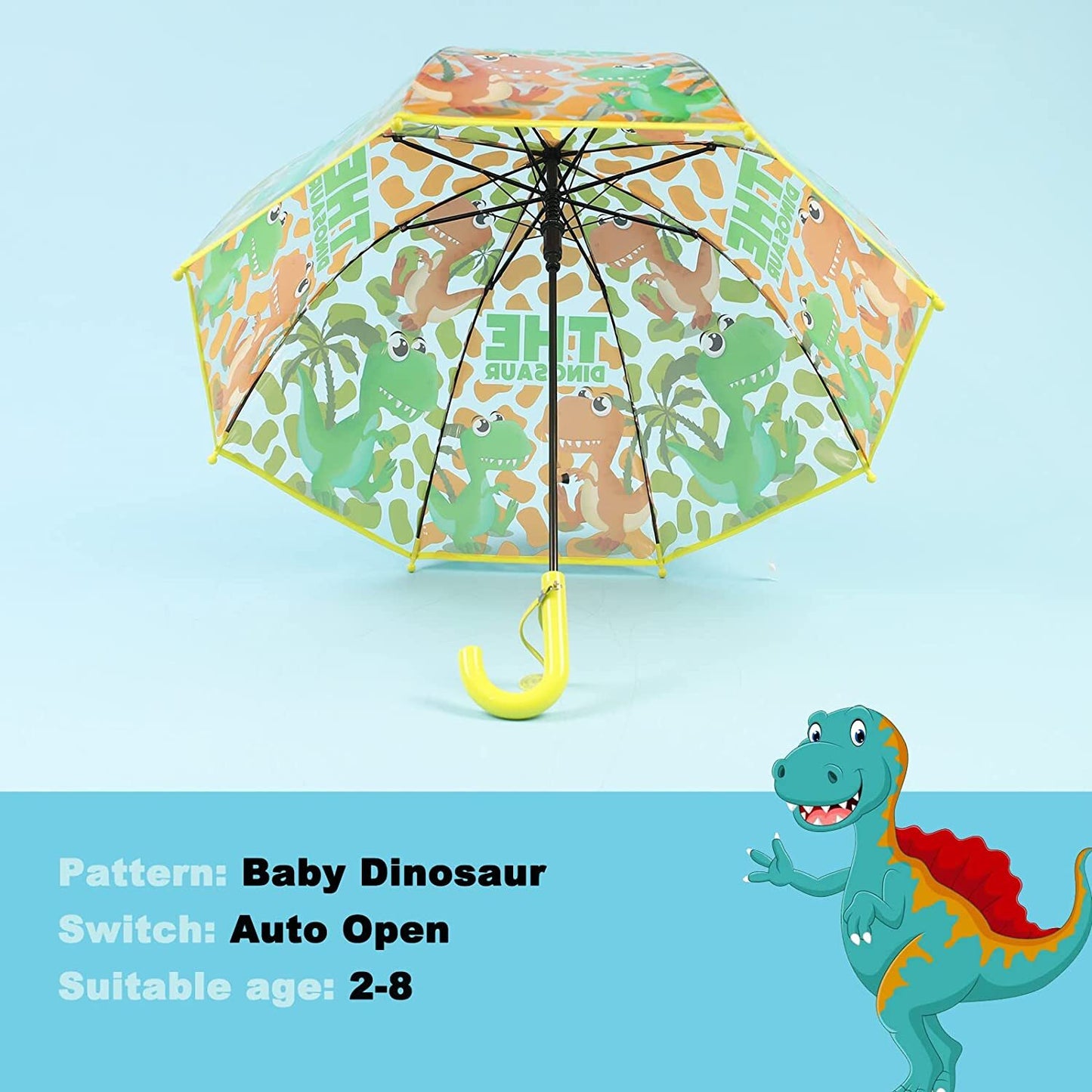 Kids Clear Transparent Umbrella Easy Grip Handle, Dome Bubble Kids Umbrella NEW